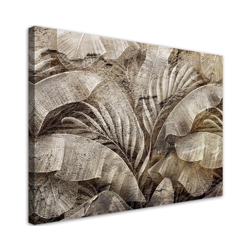 Canvas print - Palm leaves jungle on imitation concrete | FEEBY