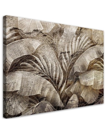 Canvas print - Palm leaves jungle on imitation concrete | FEEBY