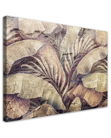 Modern wall art painting - Palm tree leaves jungle on imitation concrete | FEEBY
