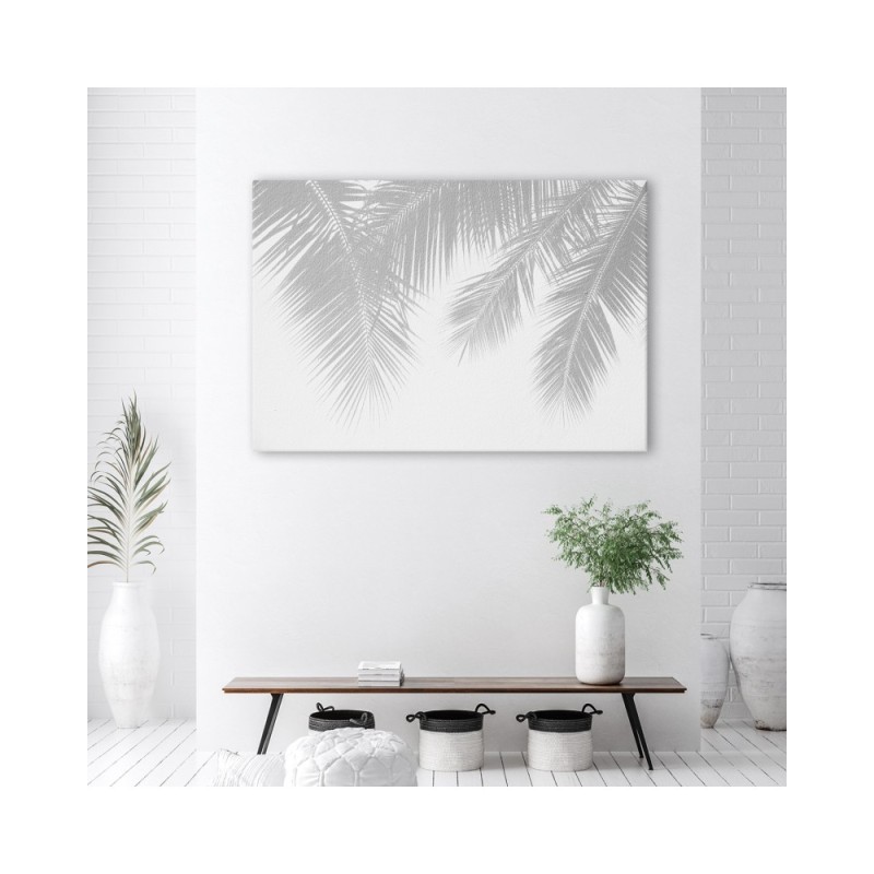 Leinwanddruck - Graue Palmenblätter | Feeby