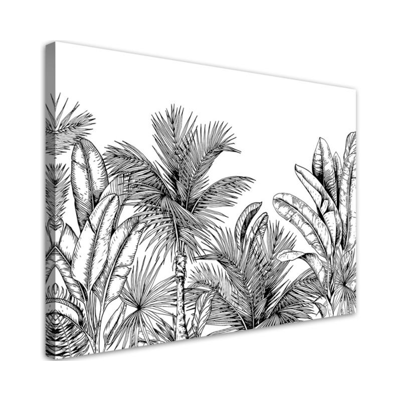 Leinwandbild modern - Palmen Blätter Grau Pflanzen | Feeby