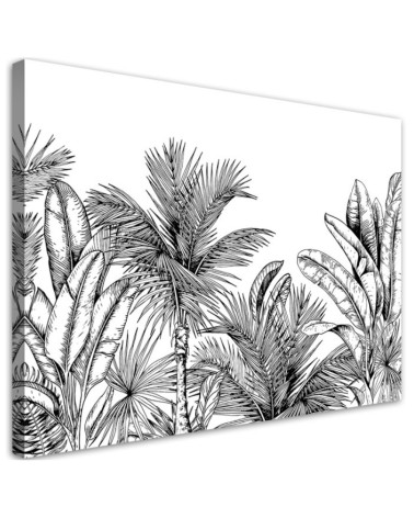 Bedroom wall painting - Black and white leaves | FEEBY