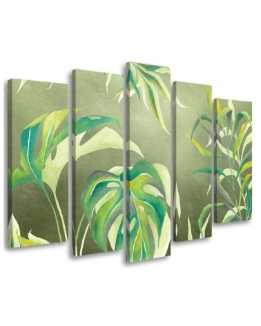 Five-part canvas print - Monstera leaves | FEEBY