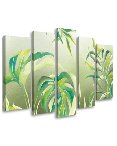 Five part wall painting - Monstera leaves | FEEBY