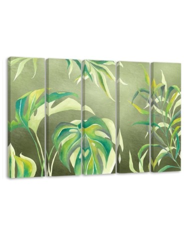 Five-piece canvas print - Monstera leaves | FEEBY