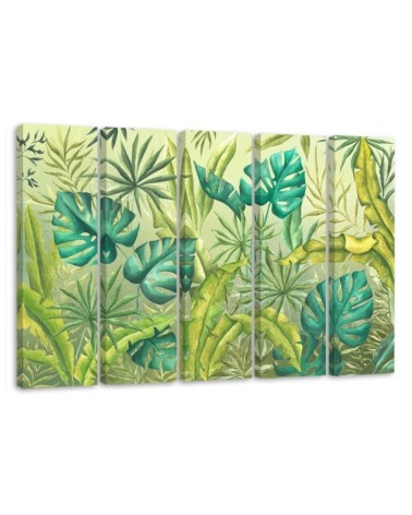 Canvas painting for bedroom - Monstera leaves | FEEBY