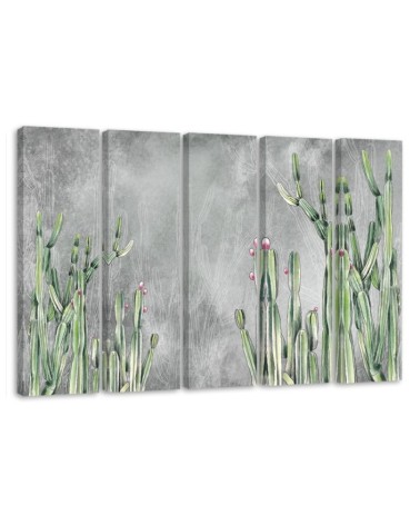 Modern five part Canvas painting - Large desert cactus | FEEBY