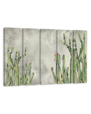 Five-piece painting for office - Large desert cactus | FEEBY