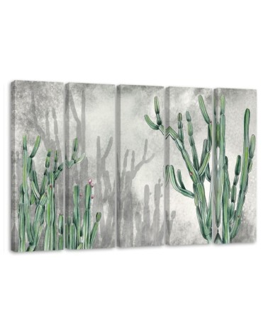 Five-piece canvas painting - Large desert cactus | FEEBY
