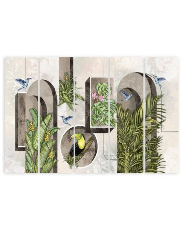 Bild - Formen in der Wand mit Pflanzen und Vögeln | Feeby