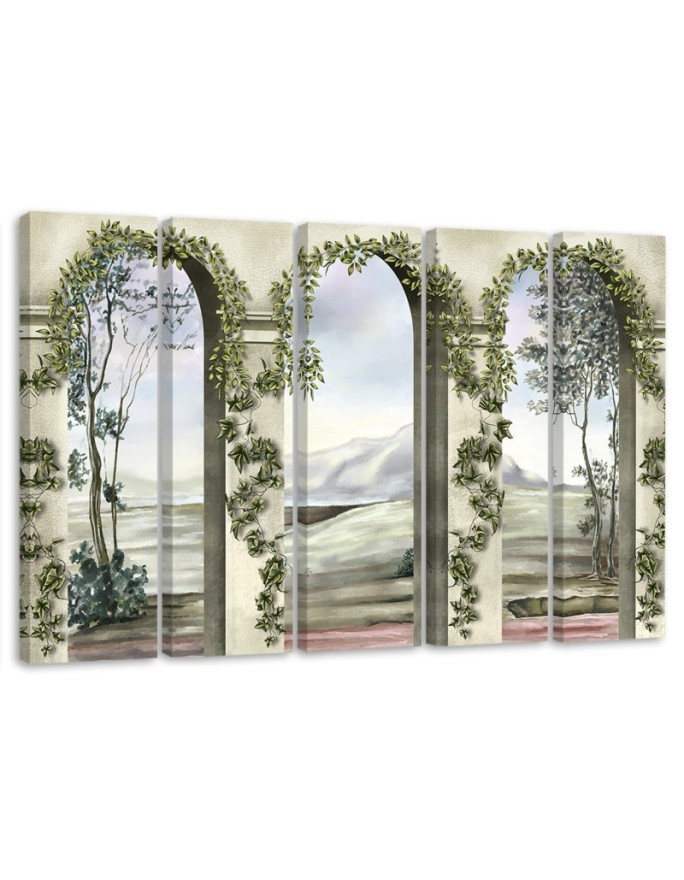 Leinwandbild - Säulen und Bögen mit Efeu | Feeby