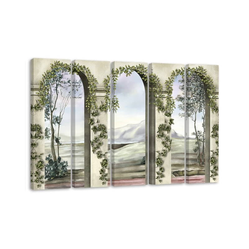 Leinwandbild - Säulen und Bögen mit Efeu | Feeby