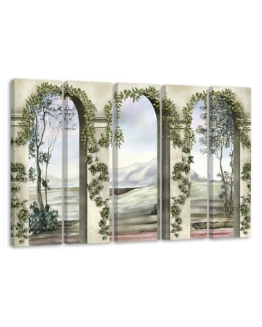 Canvas print 5-part Columns and arches with ivy | FEEBY