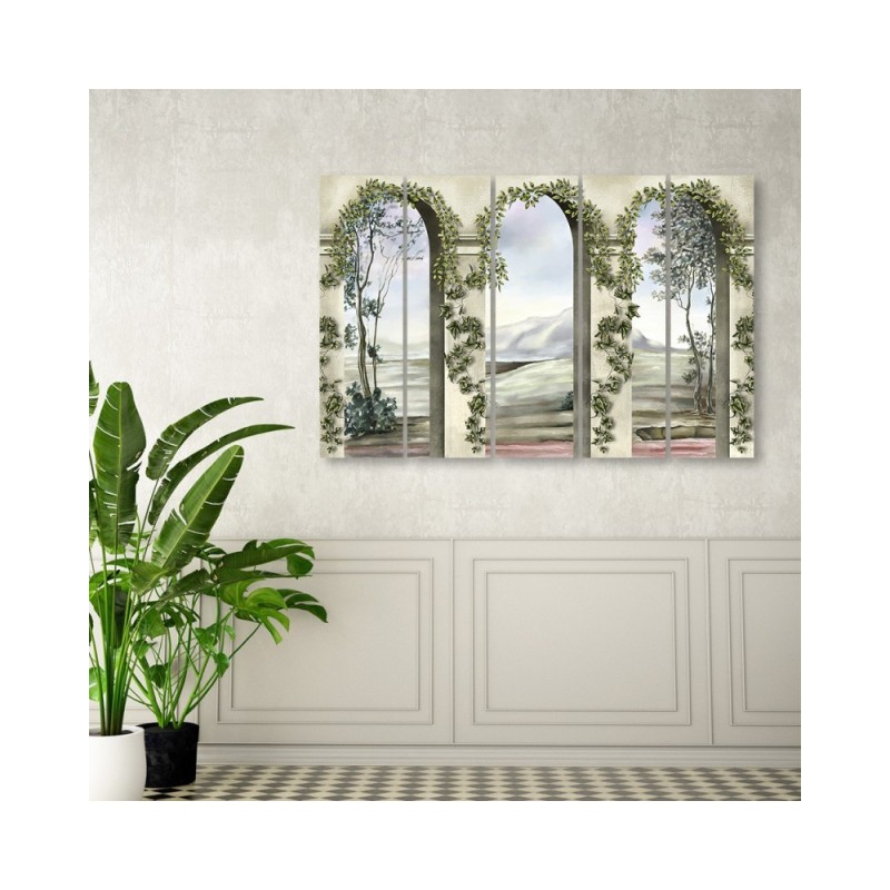 Leinwandbild - Säulen und Bögen mit Efeu | Feeby