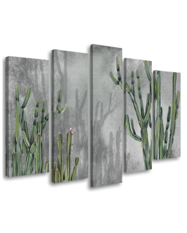 Five part canvas painting - Large desert cactus | FEEBY