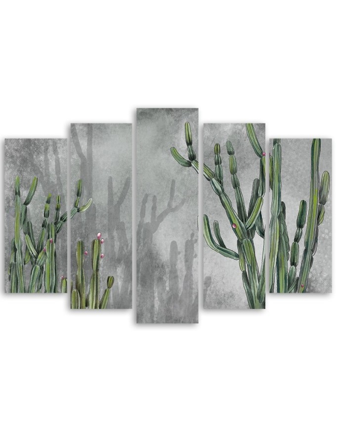 Five part canvas painting - Large desert cactus | FEEBY