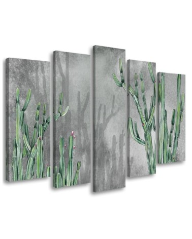 Five-part painting for living room - Large desert cactus | FEEBY