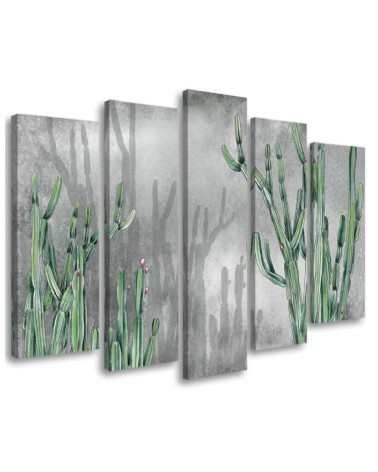 Bedroom painting five-part - Large desert cactus | FEEBY