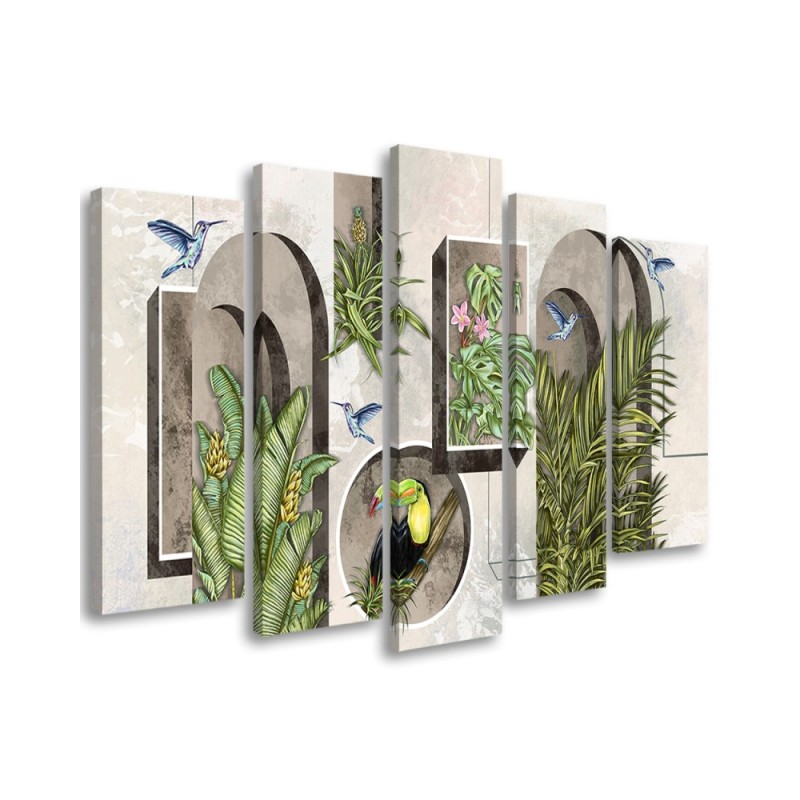 Bild - Formen in der Wand mit Pflanzen und Vögeln | Feeby