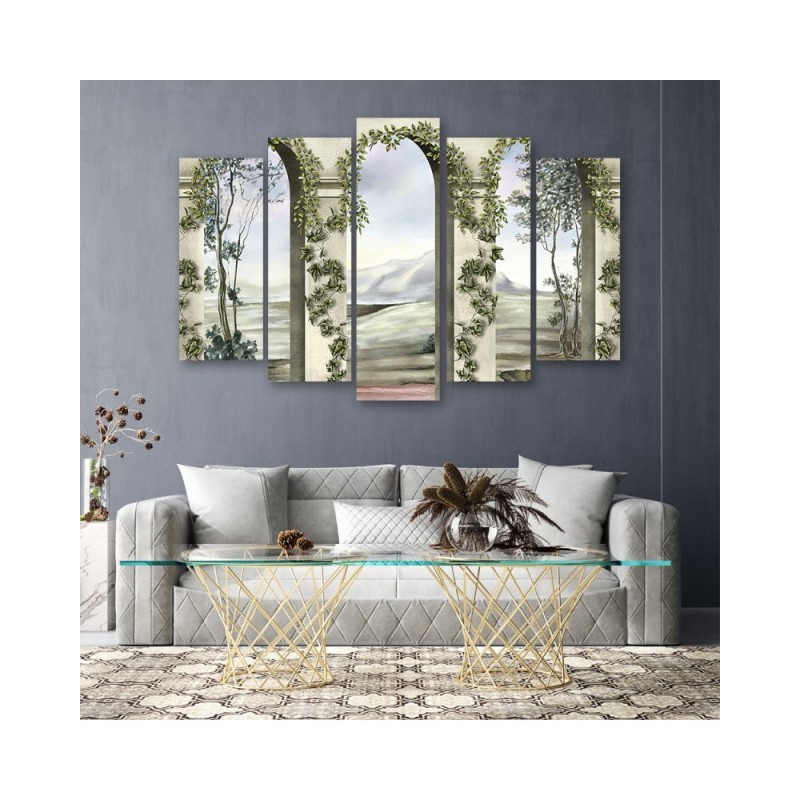 Bild auf Leinwand - Säulen und Bögen mit Efeu | Feeby