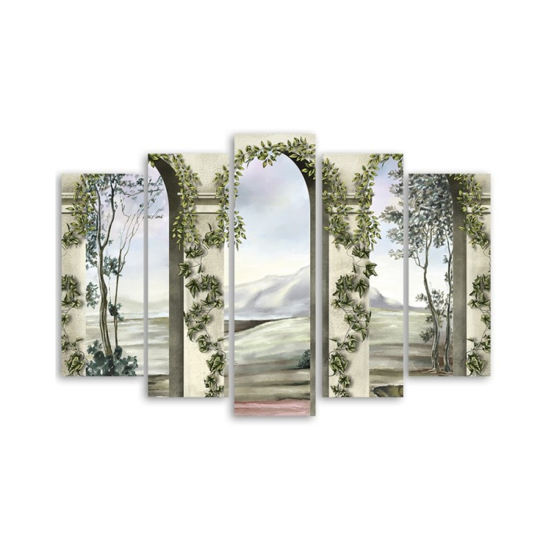 Bild auf Leinwand - Säulen und Bögen mit Efeu | Feeby