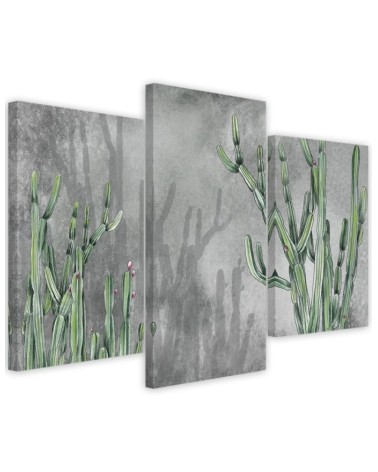 Triptych modern painting - Large desert cactus | FEEBY