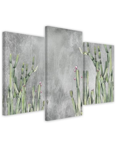 Wall painting for bedroom 3-part - Large desert cactus | FEEBY