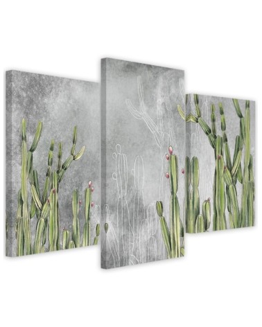 Printed living room triptych - Large desert cactus | FEEBY
