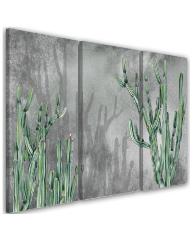 Triptych wall painting for living room - Large desert cactus | FEEBY