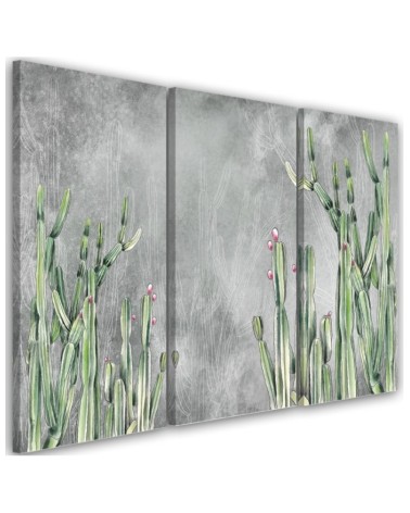 Three-part painting for bedroom - Large desert cactus | FEEBY