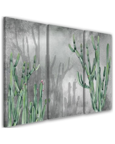 Three part canvas painting for bedroom - Large desert cactus | FEEBY