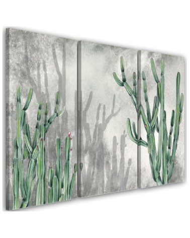 Three-part triptych painting - Large desert cactus | FEEBY