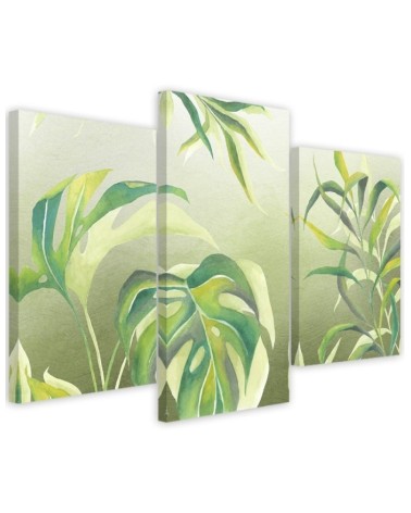 Three-part canvas print - Monstera leaves | FEEBY