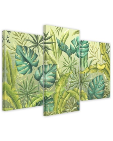 Canvas triptych painting - Monstera leaves | FEEBY