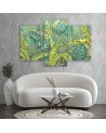 Modern painting for living room triptych - Monstera leaves | FEEBY