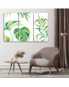 Canvas painting for bedroom triptych - Monstera leaves | FEEBY