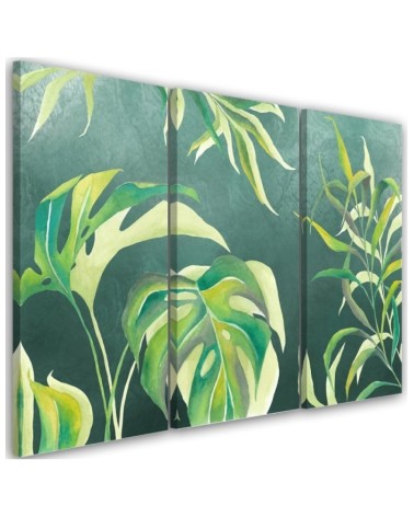 3 piece Canvas print triptych - Monstera leaves | FEEBY