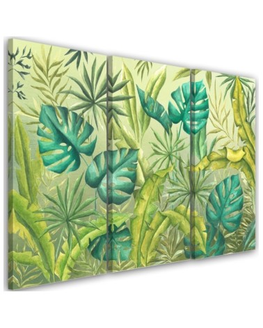 Modern 3-panel canvas print - Monstera leaves | FEEBY
