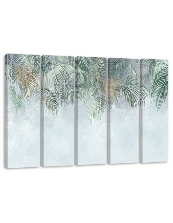 Painting for bedroom pentaptic - Palm leaves | FEEBY