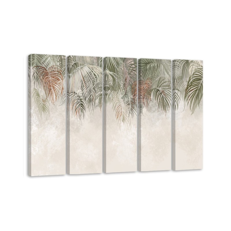 Five-part painting for office study - Hanging palm leaves | FEEBY