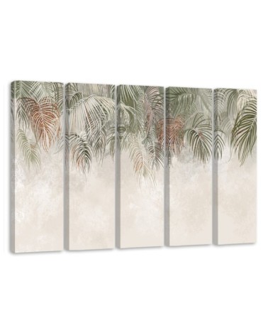Five-part painting for office study - Hanging palm leaves | FEEBY