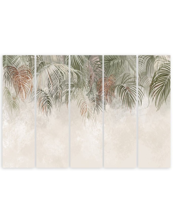 Five-part painting for office study - Hanging palm leaves | FEEBY