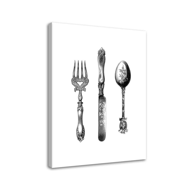 Wandbild für Wohnzimmer - Rustikales Besteck | Feeby