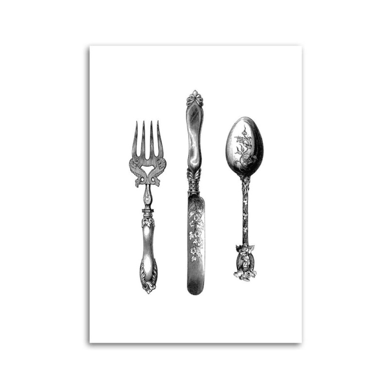 Wandbild für Wohnzimmer - Rustikales Besteck | Feeby