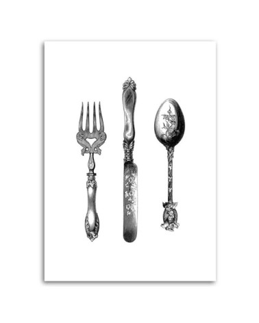 Wandbild für Wohnzimmer - Rustikales Besteck | Feeby