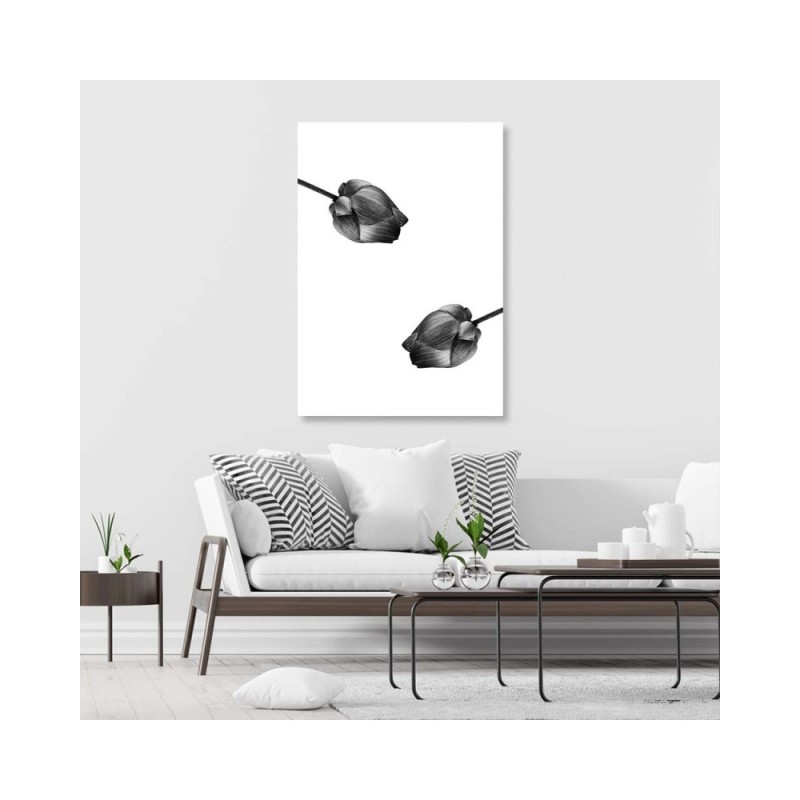 Leinwandbild - Zwei graue Blumen | Feeby