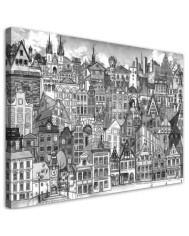 Printed picture for children's room - Black and white city | FEEBY