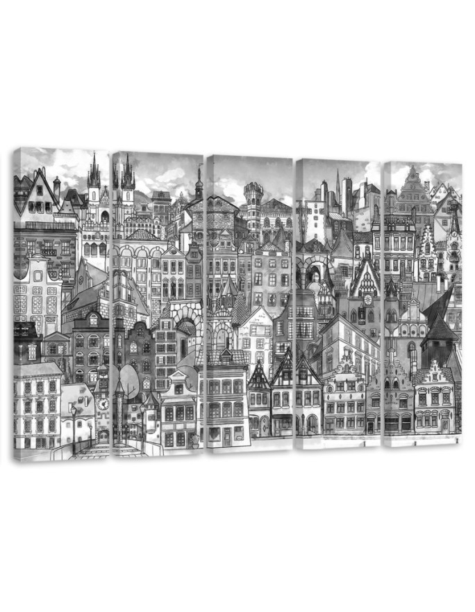 Wandbild für Wohnzimmer - Fröhliche Stadt | Feeby