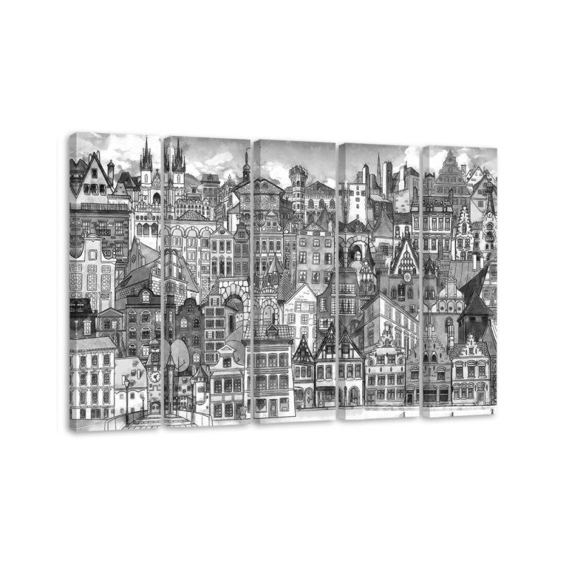 Wandbild für Wohnzimmer - Fröhliche Stadt | Feeby