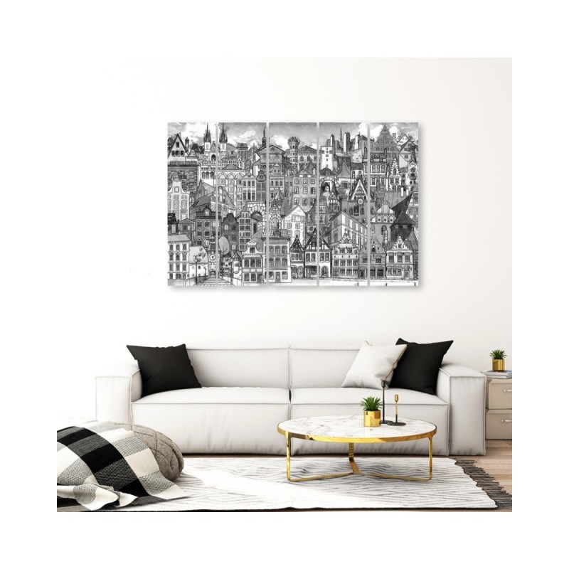 Wandbild für Wohnzimmer - Fröhliche Stadt | Feeby